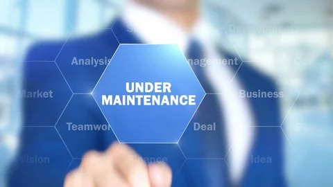 Under Maintenance, Man Working on Holographic Interface, Visual Screen Stock Footage 77016098