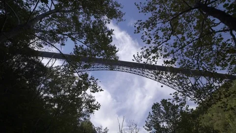 Under New River Gorge Bridge in West Virginia in Summer Stock Footage 82167758