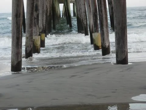 Under Pier at Beach 01 Stock Photos