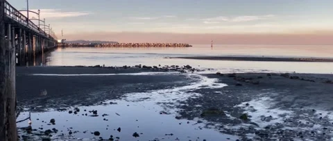Under pier low water Stock Footage 138983533