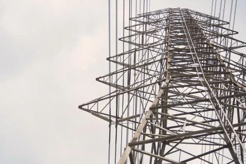 Under a power pole on the sky. Stock Photos