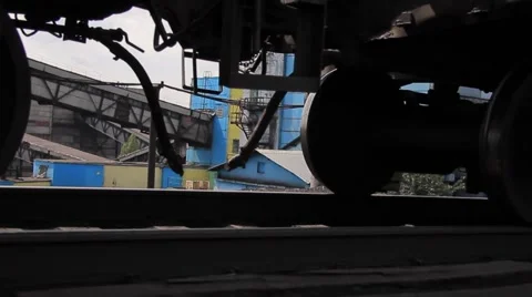 Under the rail car. View of the concentrating plant Stock Footage 47224896
