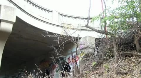 Under Railroad Bridge to Tracks Video stock 12615498