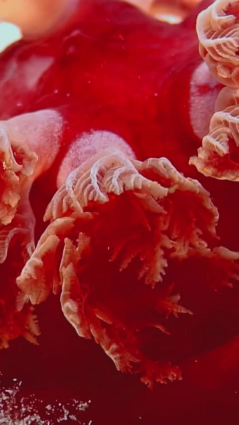 Under Red Sea waves hexabranchus dances with Imperial Shrimp Stock Footage 314133155