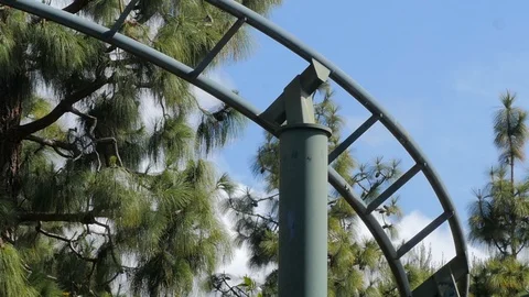 Under a roller coaster at an amusement park.  스톡 동영상 108589984