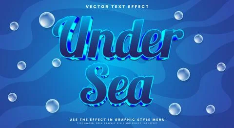 Under Sea editable text effect Template Stock Illustration