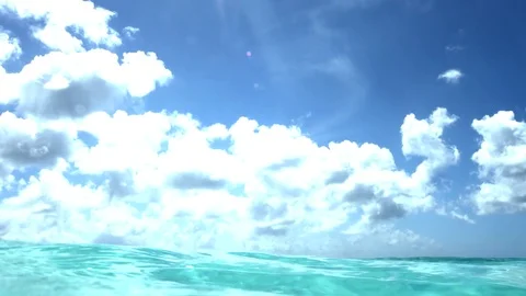 Under sea level &amp; clouds Stock Footage 77630096