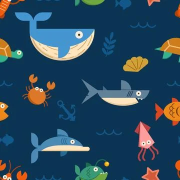 Under Sea Life Seamless Pattern Illustrazione stock