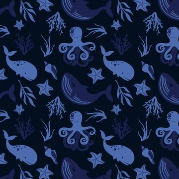 Under The Sea Seamless Pattern Illustrazione stock