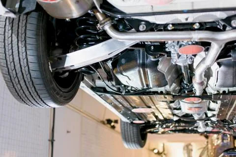 Under side view of a car Stock Photos