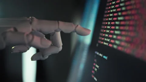 Under software command a robotic arms fingers move with precision positionin Stock Footage 333500766