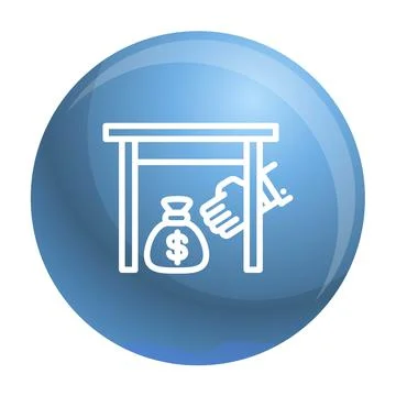 Under table money bag icon, outline style Illustrazione stock