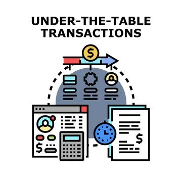 Under table transactions illegal business money accounting concept Ilustración de archivo
