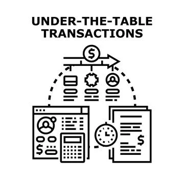 Under table transactions illegal business money accounting concept Stock Illustration