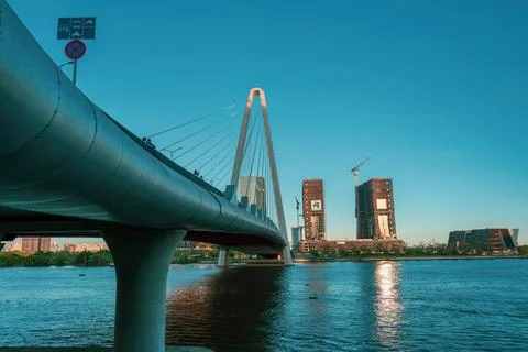 Under Thu Thiem 2 bridge wide angle view Stock Photos