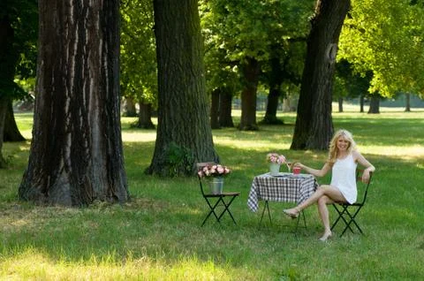 Under trees Stock Photos
