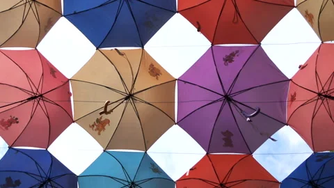 Under the umbrellas Stock Footage 86476889