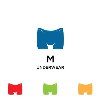 Under ware man short logo with initial M logo Stock Illustration