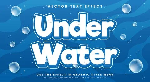 Under Water editable text effect template Stock Illustration