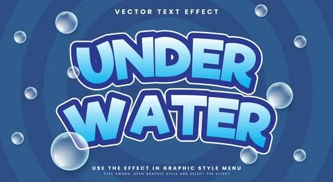 Under Water editable text effect template Stock Illustration