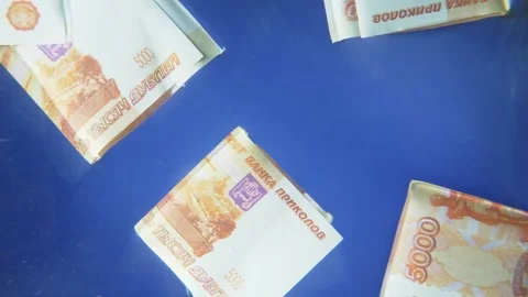 Under water. five thousandths rouble bills floating on the water surface. Stock Footage 127526644