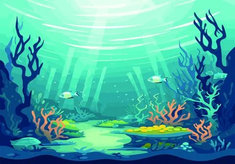 Under Water Ocean Scene Background Vector Ilustración de archivo