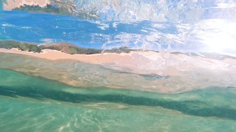 Under Water View Of Ocean Wave And Sand Moving Stock Footage 120673008