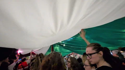 Under the wide palestinian flag. Stock Footage 316386660