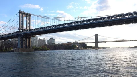 Under the Williamsburg Bridge, NYC Stock Footage 122381130