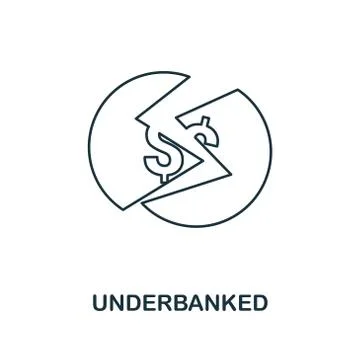 Underbanked icon outline style. Thin line design from fintech icons collection Stock Illustration