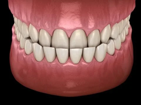 Underbite dental occlusion ( Malocclusion of teeth ). Medically accurate toot Illustrazione stock