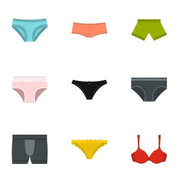 Underclothes icon set, flat style Stock Illustration