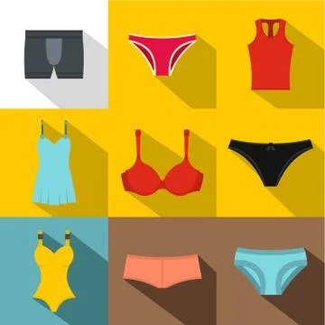 Underclothes icon set, flat style Stock Illustration