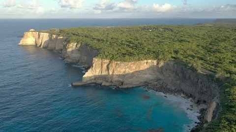 Undercut limestone headland facing open ocean on Grande-Terre in Guadeloupe 库存影片 101611137