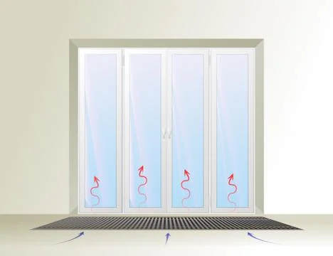 Underfloor convector under the window. 스톡 일러스트