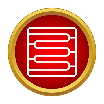 Underfloor electric heating system icon on red background Stock Illustration