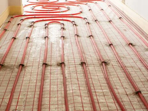 Underfloor heating installation Stock Photos
