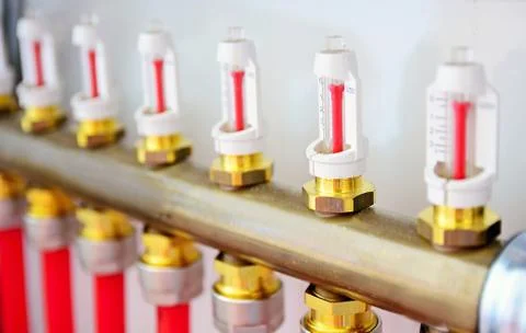 Underfloor heating manifolds 写真素材