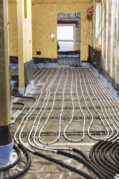 Underfloor heating pipes Stock Photos