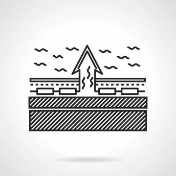 Underfloor heating scheme flat line vector icon Black flat line vector ico... Stock Photos
