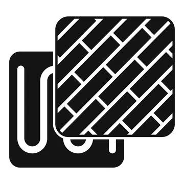 Underfloor heating system installing parquet icon, glyph style Stock Illustration