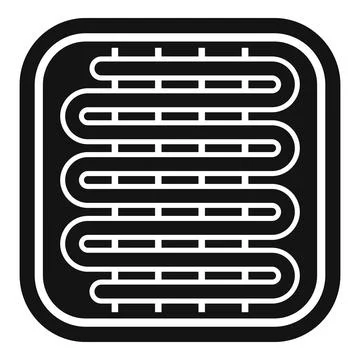 Underfloor heating system installing representing heat control icon Illustrazione stock