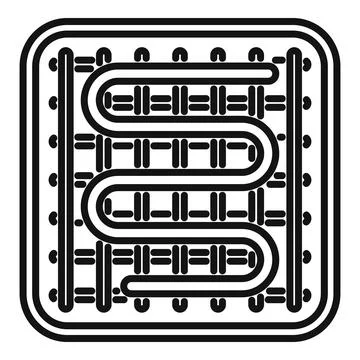 Underfloor heating system with pipes and heating elements icon 스톡 일러스트