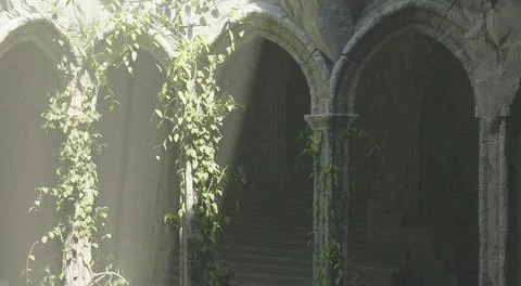 Underground abandoned temple isolated white background 3d illustration Ilustración de archivo