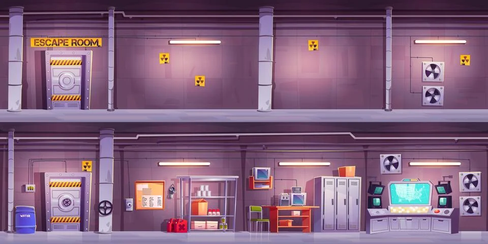 Underground bunker interior Ilustración de archivo