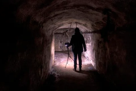 Underground bunker, old underground Soviet military bunker under fortificatio Foto stock