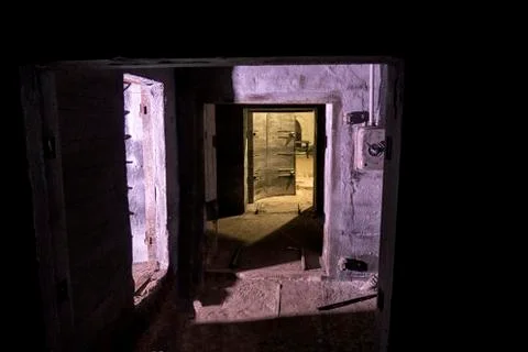 Underground bunker, old underground Soviet military bunker under fortificatio Stock-Fotos