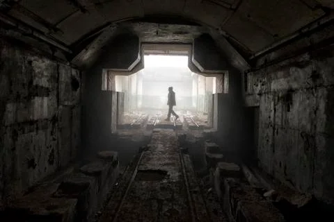 Underground bunker, old underground Soviet military bunker under fortificatio Stock Photos