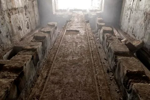 Underground bunker, old underground Soviet military bunker under fortificatio Stock Photos