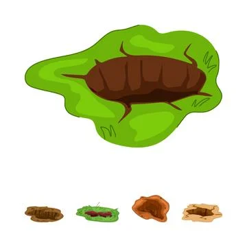 Underground burrowing insect with various ground holes Stock Illustration